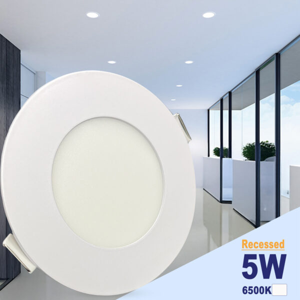 5W LED Panel, Round - 3Inch- Recessed- Cool White