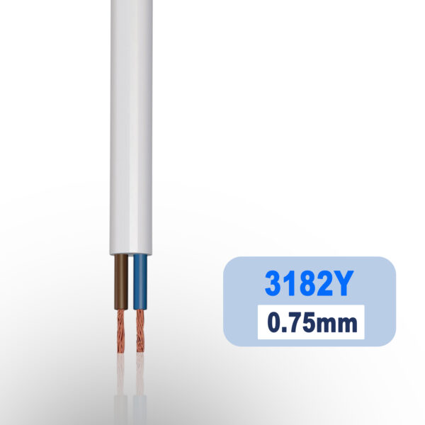 Flex Cable 2 core - 3182Y- White0.75mm