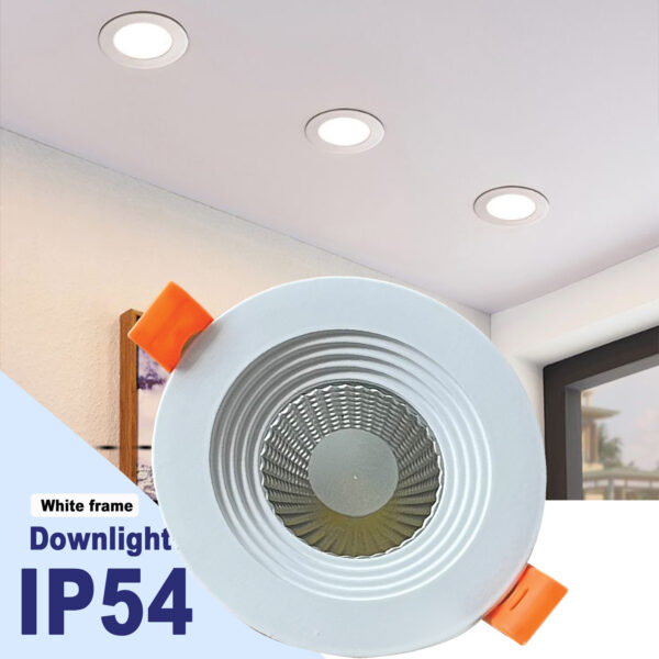 LED Downlight 7W - 3inch - Fixed - IP45 White frame 6500k