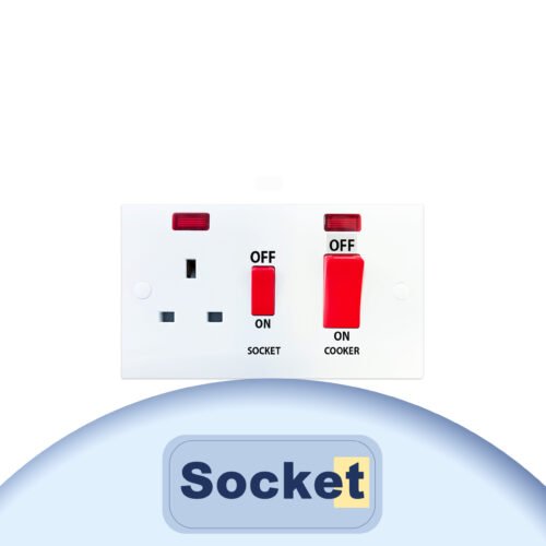 45A Double Pole Switch With Neon - Square